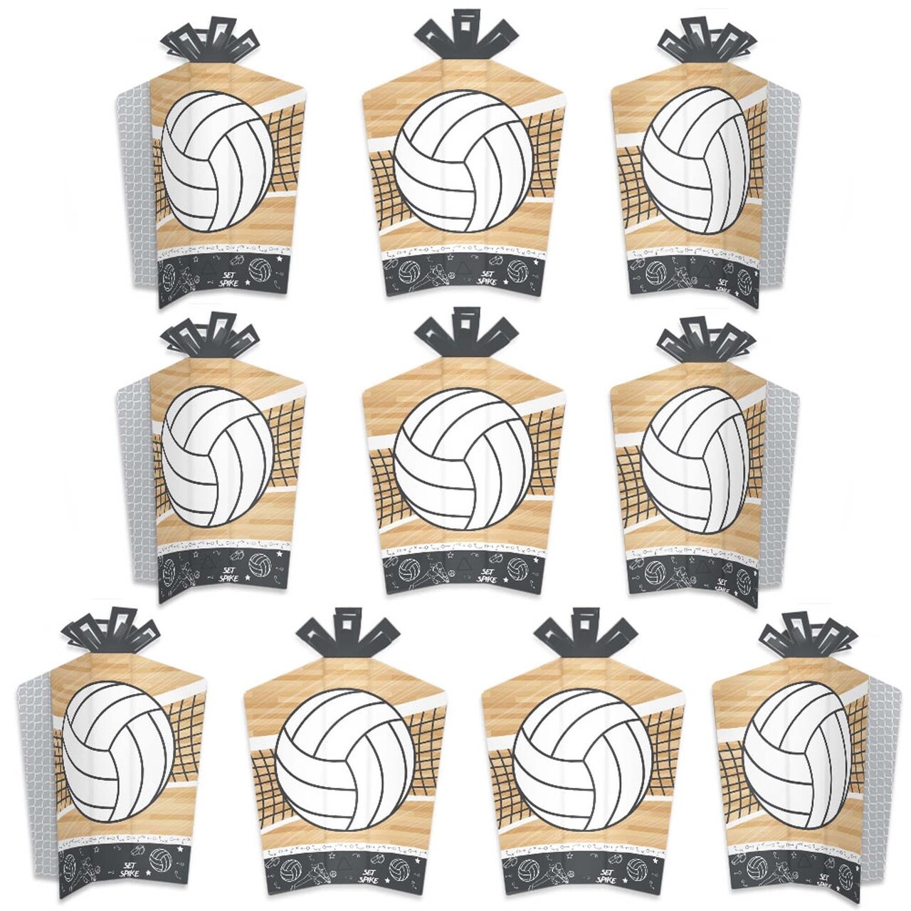 Big Dot of Happiness Bump, Set, Spike - Volleyball - Table Decorations - Baby Shower or Birthday Party Fold and Flare Centerpieces - 10 Count